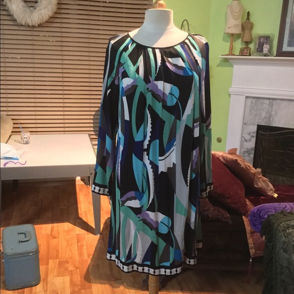 Elie Tahari Pucci-esque Print Silk Dress - Picture 5 of 5